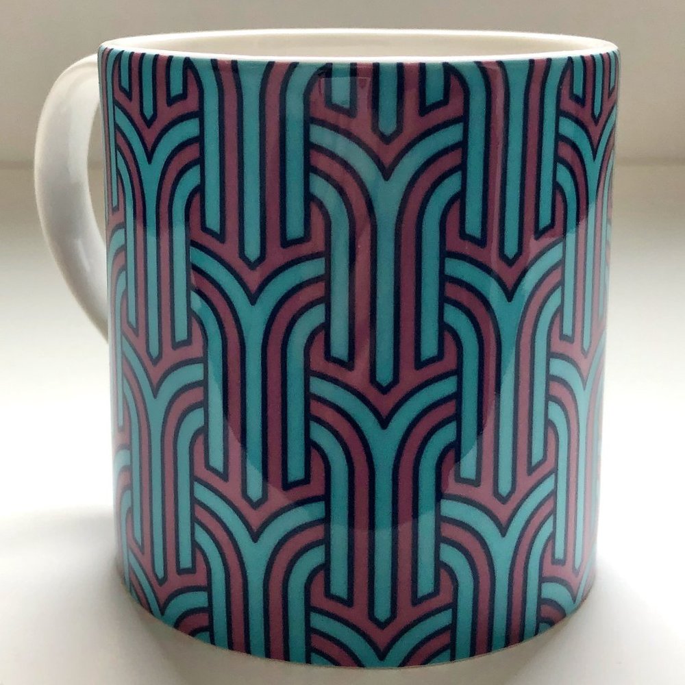 Jonathan Adler Mug Op Art Design 80s colors
